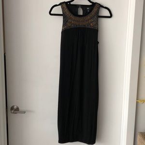 Black tank jersey dress with embellished neckline